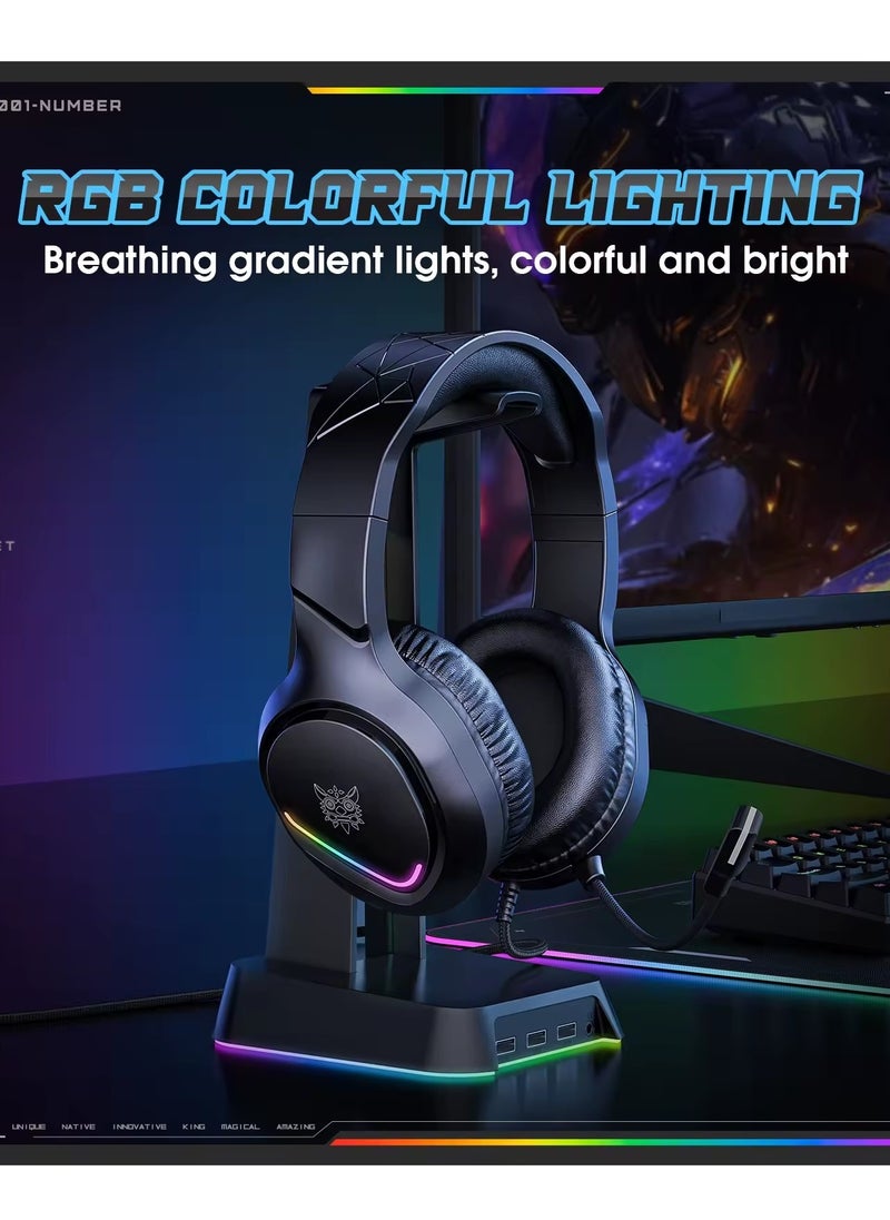 Generic Onikuma X31 Gaming Headset with RGB Lighting & Noise-Canceling Microphone – Premium Stereo Sound – Compatible with PS4 & Laptop – Black  - Image 4