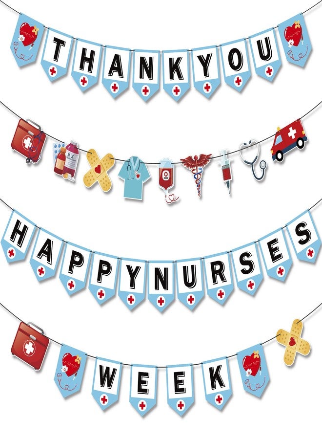 Heartome Nurses Week Decorations, Thank You Nurses Wall Hanging Banner, Happy Nurse Day Party Banner, Nurse Appreciation Home Decor Congrats Grad Signs Indoor Outdoor Nursing Graduation Party Supplies - Image 1