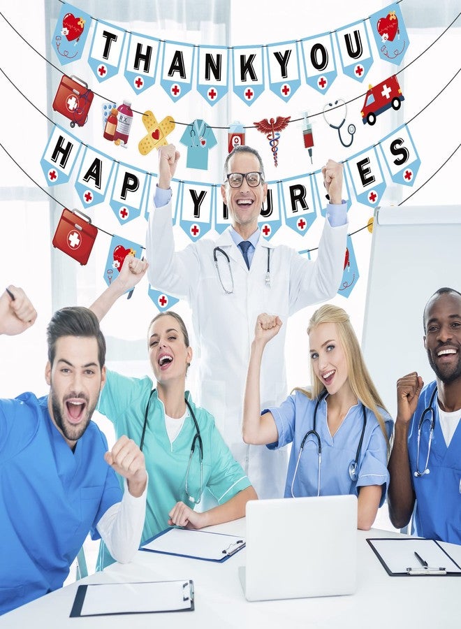 Heartome Nurses Week Decorations, Thank You Nurses Wall Hanging Banner, Happy Nurse Day Party Banner, Nurse Appreciation Home Decor Congrats Grad Signs Indoor Outdoor Nursing Graduation Party Supplies - Image 5