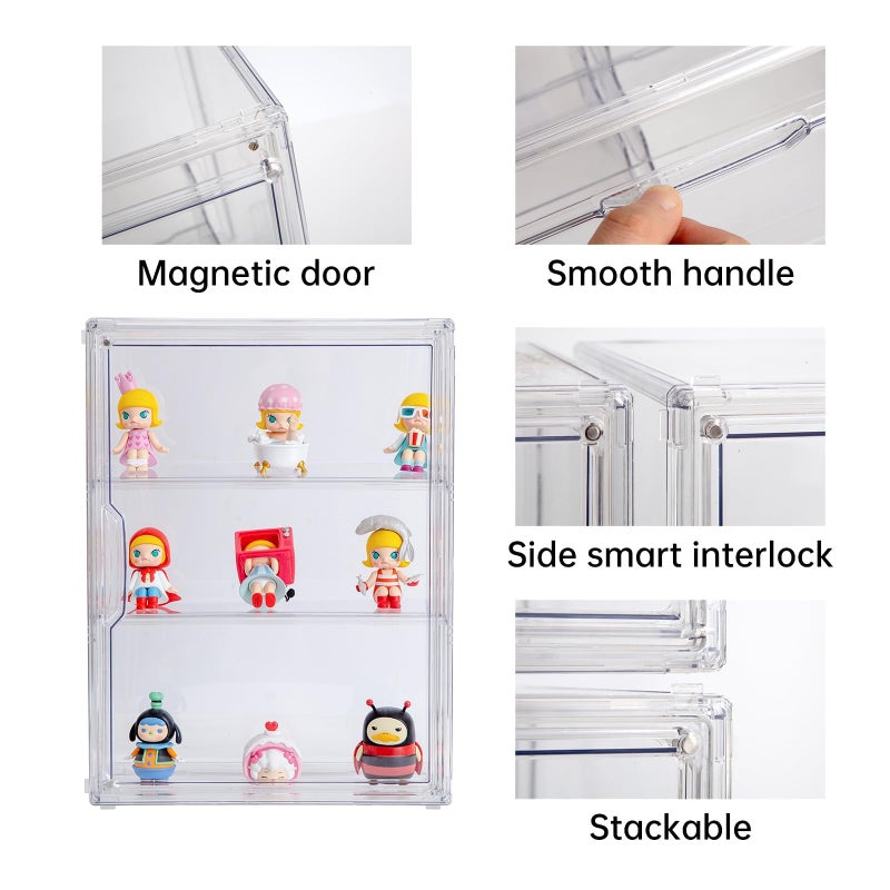 BOHOIDEE 3 Tiers Clear Display Case for Figures, Acrylic Storage Organizers Box with Magnetic Door, Wall-Mounted Dustproof Showcase for Collectibles Action Figure(2PACK Wall-Mounted Medium) - Image 5