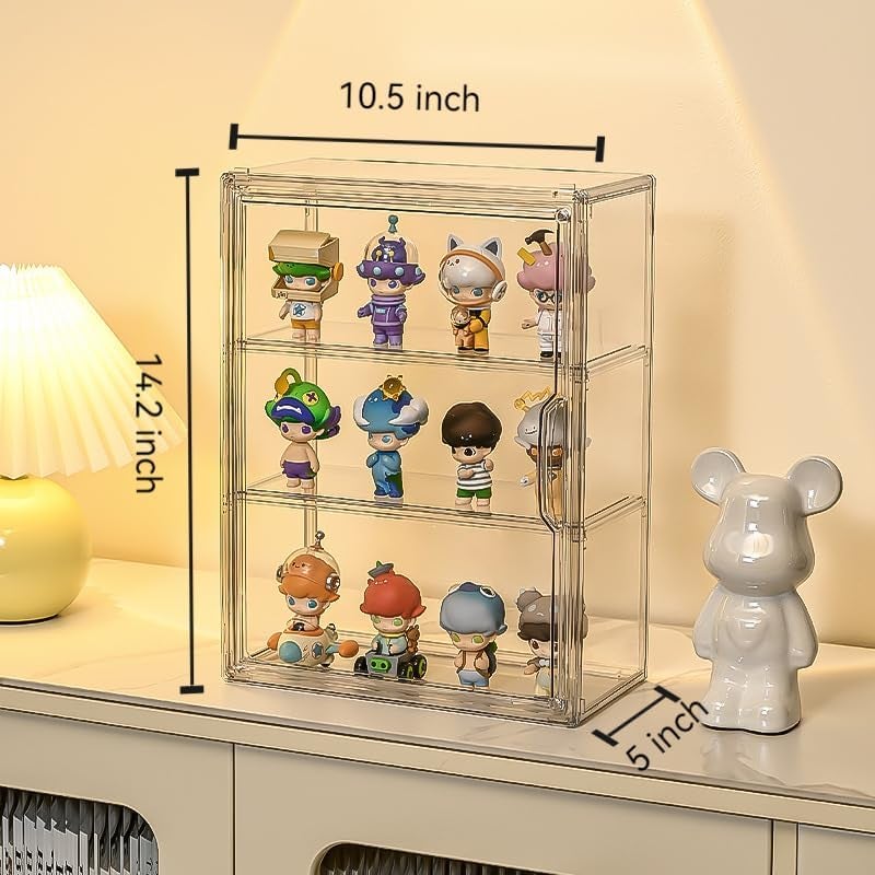 BOHOIDEE 3 Tiers Clear Display Case for Figures, Acrylic Storage Organizers Box with Magnetic Door, Wall-Mounted Dustproof Showcase for Collectibles Action Figure(2PACK Wall-Mounted Medium) - Image 3