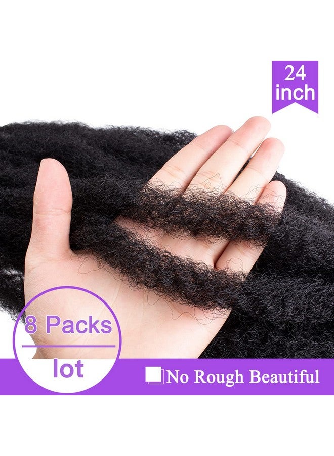 8 Packs Marley Hair Crochet Braids24 Inch Afro Kinky Marley Braiding Hair Synthetic Curly Twist Marley Hair Long Springy Afro Twist Hair Extensions (1B8 Packs)