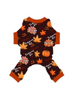 Dog Thanksgiving Pajamas, Turkey Pumpkin Dog Pjs Pet Dog Thanksgiving Outfit Clothes Costume, Fall Winter Dog Clothes For Small Medium Dogs Boy Girl, Cat Apparel, Orange, Medium