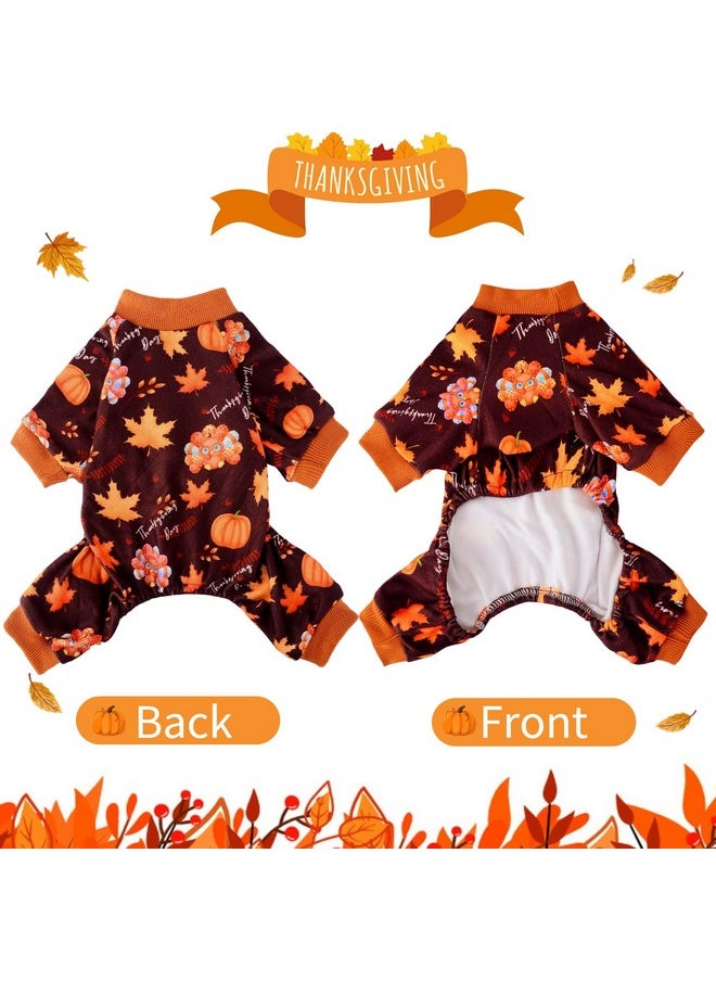 Yikeyo - Dog Thanksgiving Pajamas, Turkey Pumpkin Dog Pjs Pet Dog Thanksgiving Outfit Clothes Costume, Fall Winter Dog Clothes For Small Medium Dogs Boy Girl, Cat Apparel, Orange, Medium - Image 1