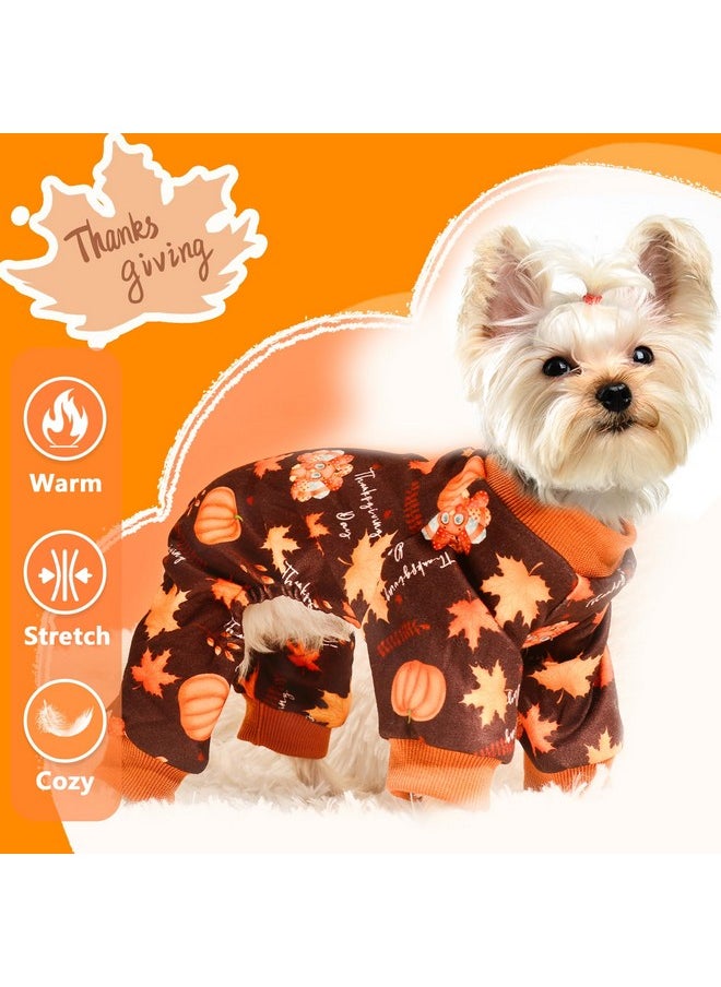 Yikeyo - Dog Thanksgiving Pajamas, Turkey Pumpkin Dog Pjs Pet Dog Thanksgiving Outfit Clothes Costume, Fall Winter Dog Clothes For Small Medium Dogs Boy Girl, Cat Apparel, Orange, Medium - Image 1