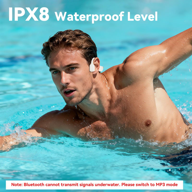 Opinta Swimming Headphones, IPX8 Waterproof Bone Conduction Headphone Wireless Underwater Earbuds with 32GB Memory for Swimming, Cycling, Marathon - Image 2