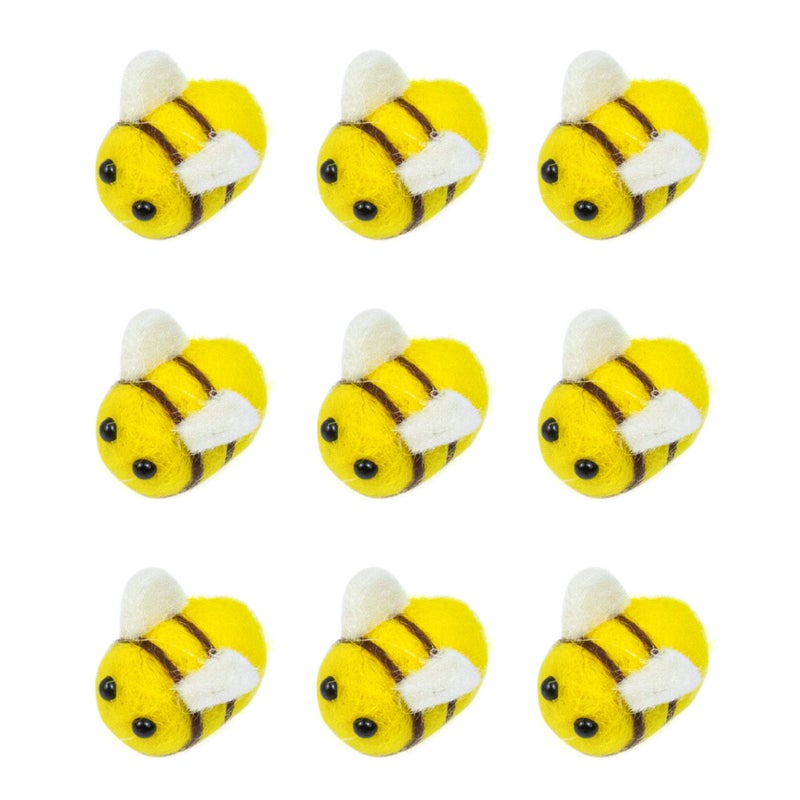 AUEAR 10 Pack Wool Felt Cute Bumble Bee Craft Ball Mini Crafts Honey Pom for Nursery Tent Decor Scrapbooking Accessories DIY Decoration