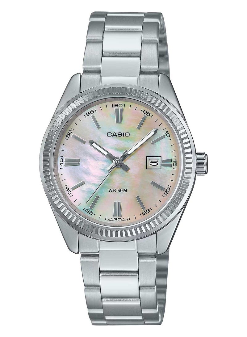 CASIO LTP-1302DS-4A Women's Analog Quartz Watch with Pink Mother-of-Pearl Dial and Stainless Steel Bracelet - Image 1