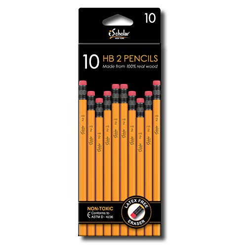iScholar No. 2 Yellow Pencils with Erasers, 1 pack of 10 Pencils, Yellow (33310) - Image 1