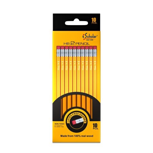 iScholar No. 2 Yellow Pencils with Erasers, 1 pack of 10 Pencils, Yellow (33310) - Image 3