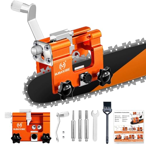 OMCCHK Chainsaw Sharpener Jig Kit, Portable Chainsaw Sharpening Tool with Burr Grinding Stone & Cleaning Brush, Manual Chain Saw Blade Sharpener Attachment for Chain/Electric Saw, Lumberjack, Garden Worker - Image 1