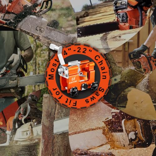 OMCCHK Chainsaw Sharpener Jig Kit, Portable Chainsaw Sharpening Tool with Burr Grinding Stone & Cleaning Brush, Manual Chain Saw Blade Sharpener Attachment for Chain/Electric Saw, Lumberjack, Garden Worker - Image 3