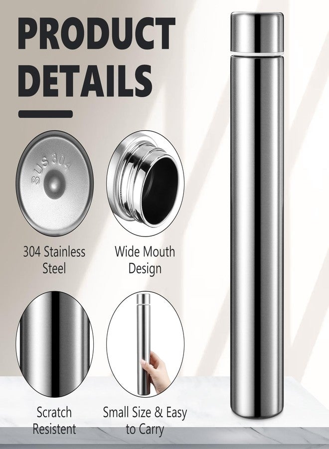 Vesici Slim Water Bottle 8.8 oz Small Stainless Steel Purse Compact Insulated Water Bottles Camping Travel Backpack Pocket Flask for Car Cold Coffee Tea(Silver,1 Pack) - Image 3