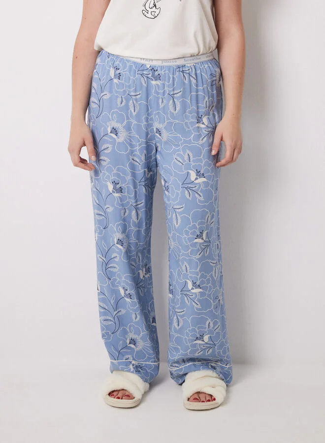 women'secret Long trouser with blue flower print