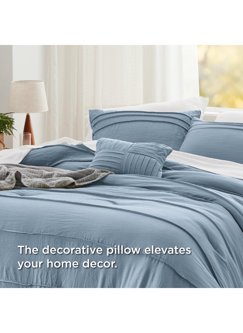 Bedsure Bedsure Light Blue Full Size Comforter Set - 4 Pieces Pinch Pleat Bed Set  Down Alternative Warm Bedding Sets for All Season  1 Comforter  2 Pillowcases  1 Decorative Pillow  - Image 5