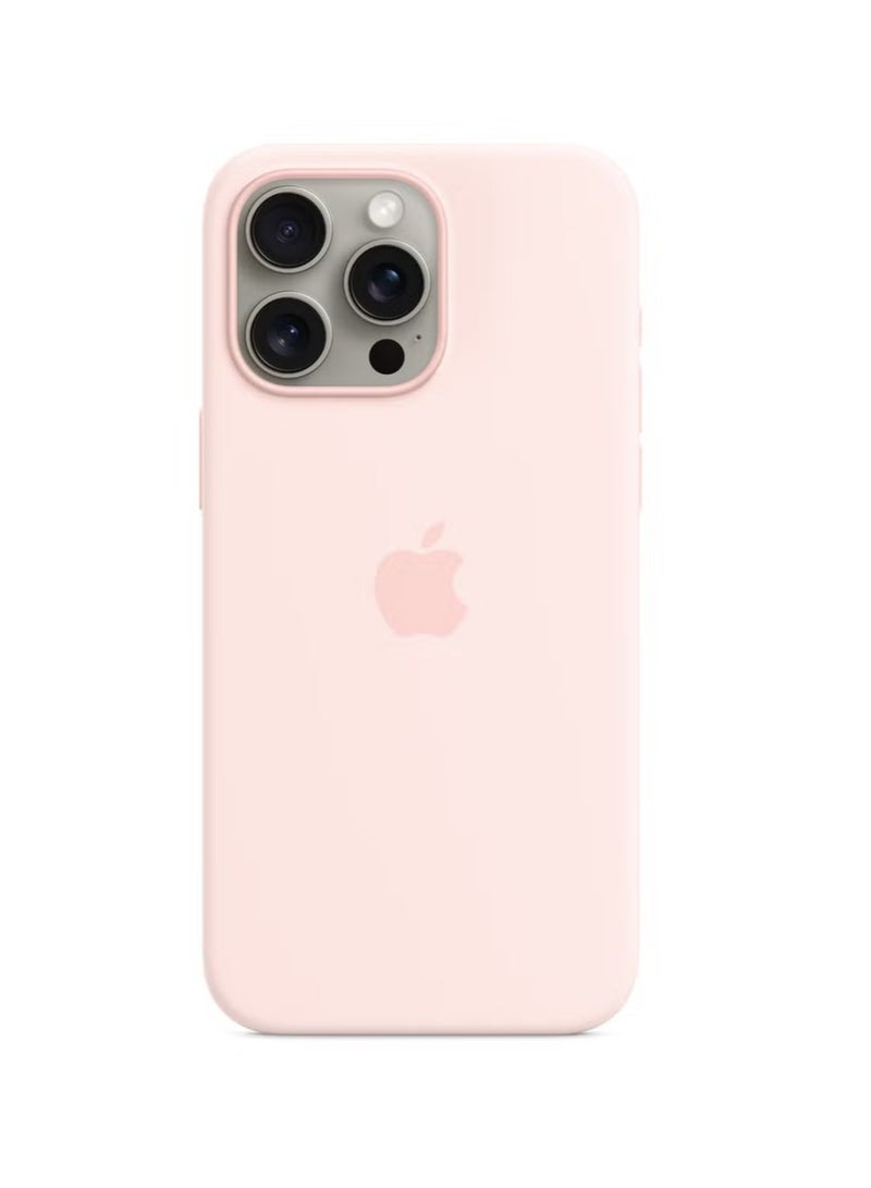 Silicone iPhone 15 Pro Silicone Case with MagSafe - Light Pink - Image 1
