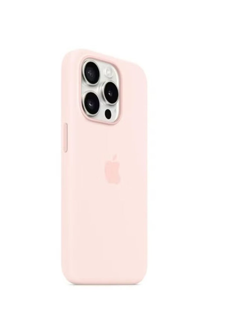 Silicone iPhone 15 Pro Silicone Case with MagSafe - Light Pink - Image 3