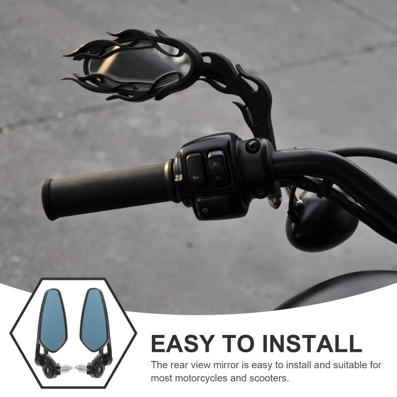 Wide Angle Blue Glass Rear View Mirror Handlebar Replacement For Scooter Motorcycle - Image 4