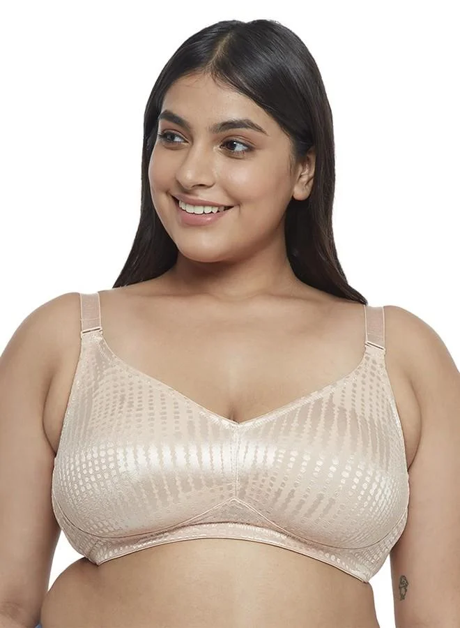 ترايامف Triumph Minimizer Sheen Elegant Bra for Women|Non Wired Non Padded Full Coverage Bust Reducer|Soft Sheen Fabric Moulded Cups|High Support Seamless Lingerie|Neutral Beige|36D|Pack of 1