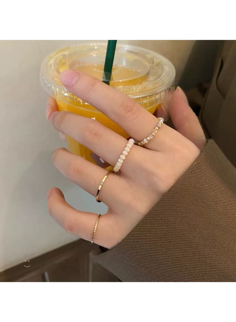 جلوسكي 4-Piece Ring Set for Women – Stylish Adjustable Stacking Rings, Minimalist  Chic Jewelry Gift for Daily Wear  Special Occasions - Image 2