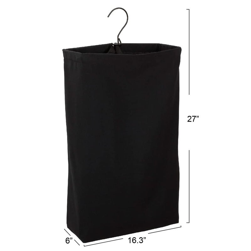 Household Essentials Door Hanging Laundry Bag, Washable Canvas Bag with Loop Handle, Holds Two Loads of Laundry, Great for Dorms and Small Spaces, Black - Image 3