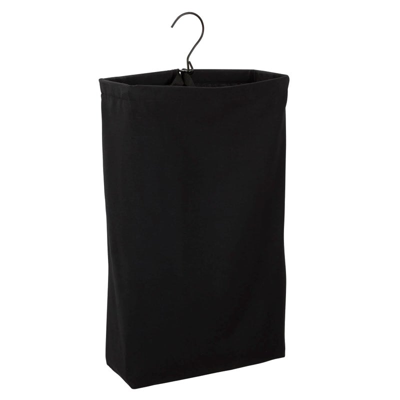 Household Essentials Door Hanging Laundry Bag, Washable Canvas Bag with Loop Handle, Holds Two Loads of Laundry, Great for Dorms and Small Spaces, Black - Image 1