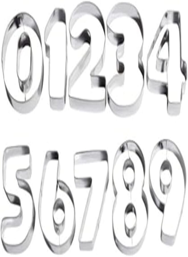 Numbers Dough Cutter from 0 to 9, Silver44627