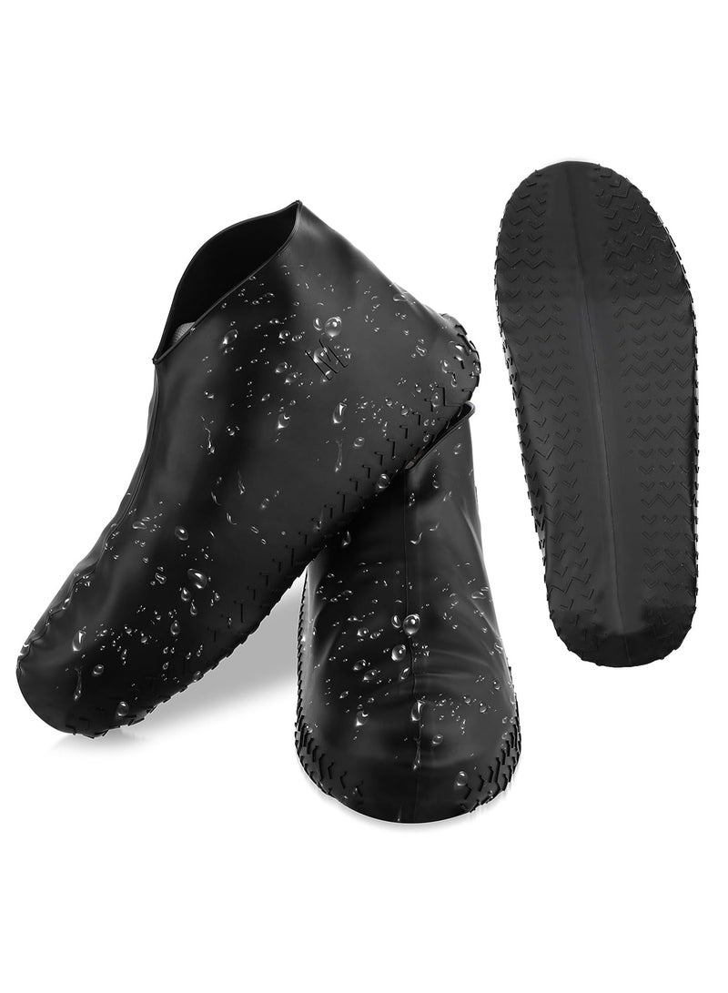 أوزيغالور أغطية أحذية سيليكون مقاومة للماء، مانعة للانزلاق، قابلة لإعادة الاستخدام، للأطفال والنساء (م، أسود). - Image 1