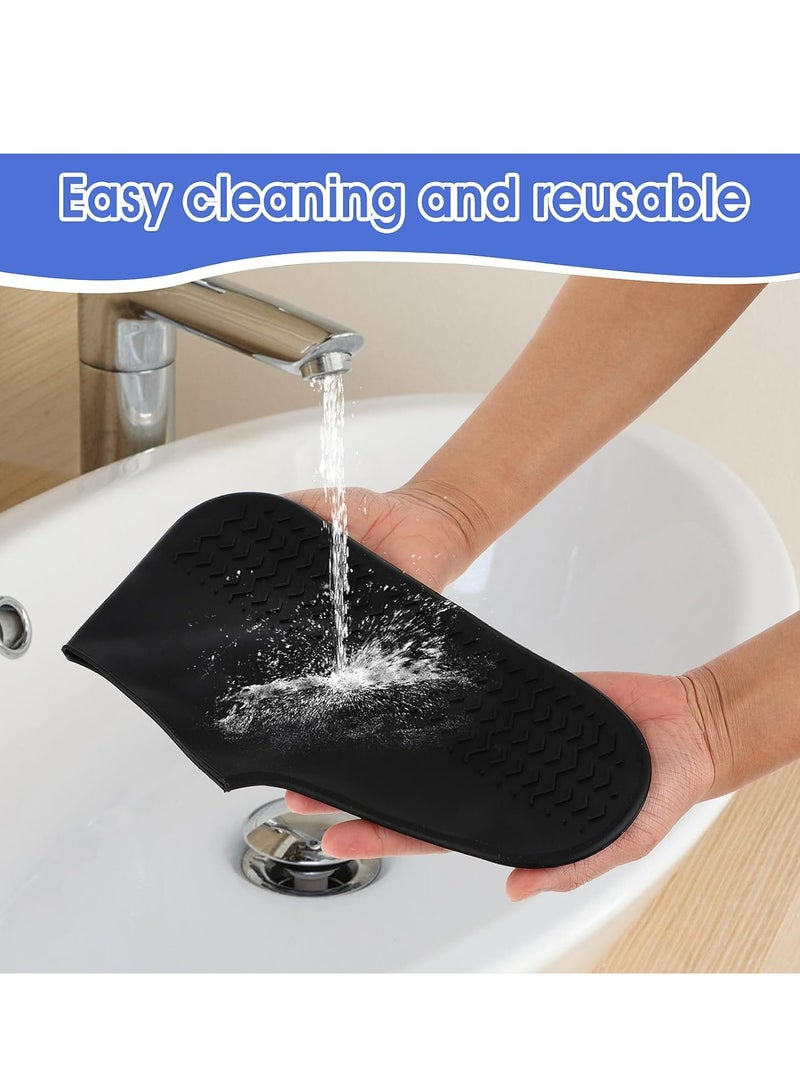 أوزيغالور أغطية أحذية سيليكون مقاومة للماء، مانعة للانزلاق، قابلة لإعادة الاستخدام، للأطفال والنساء (م، أسود). - Image 3