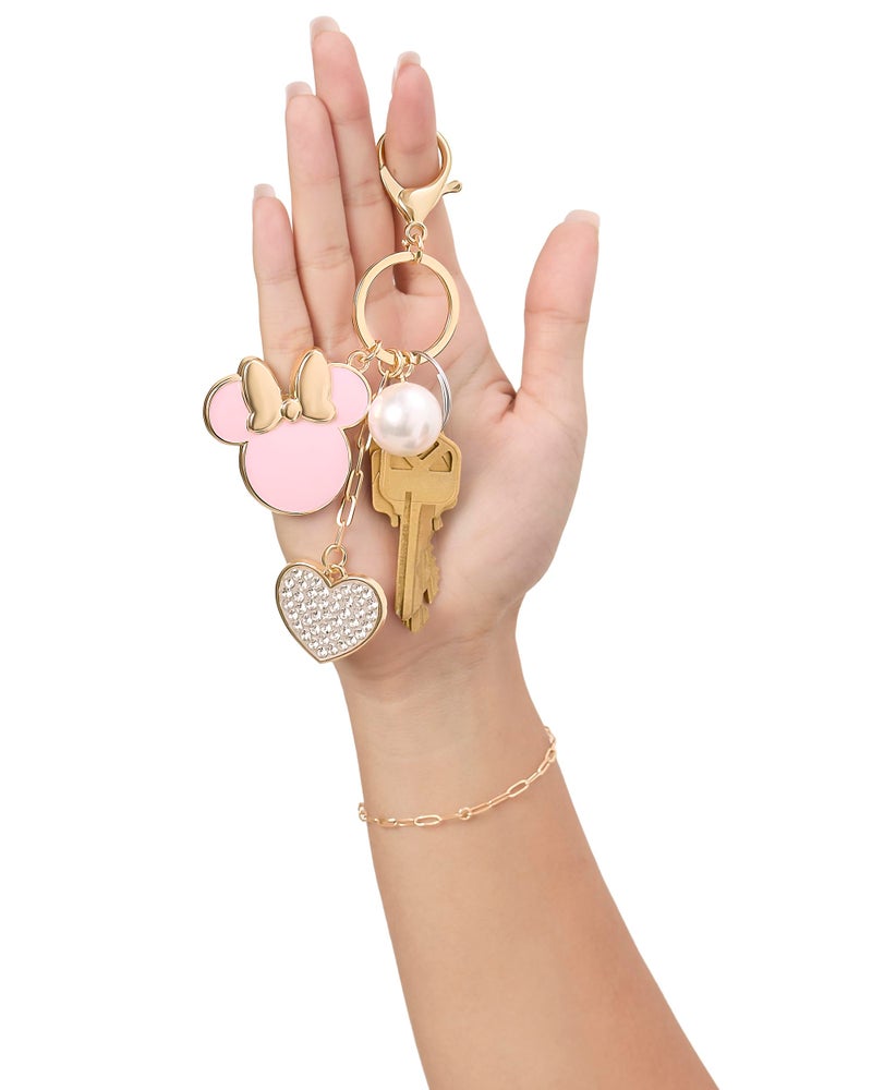 SALLY ROSE Minnie Mouse Keychain for Women Official License, Gold-Tone Bag Charms for Tote Bags, Key Chains for Car Keys - Image 4