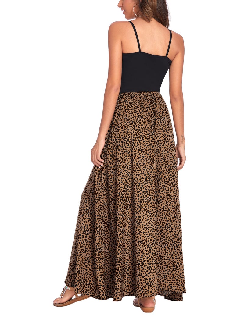 Bluetime Women Chiffon High Waist Pleated Skirts Beach Cover Up Dress Boho Long Swing Maxi Skirts (L, Floral15) - Image 5