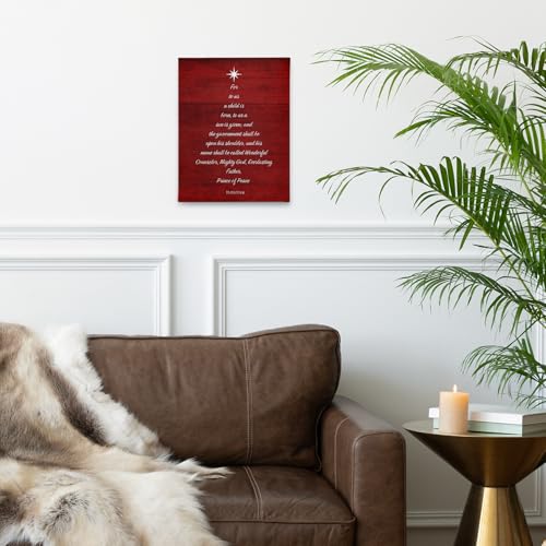 PHAMTE Christian Christmas Tree Isaiah 9:6 Wall Art Decor Canvas, Red Vintage Farmhouse Rustic Bible Verse Scripture Pictures Wall Decor Art for Living Room Home,Religious Artwork for Walls 11x14 inch - Image 2