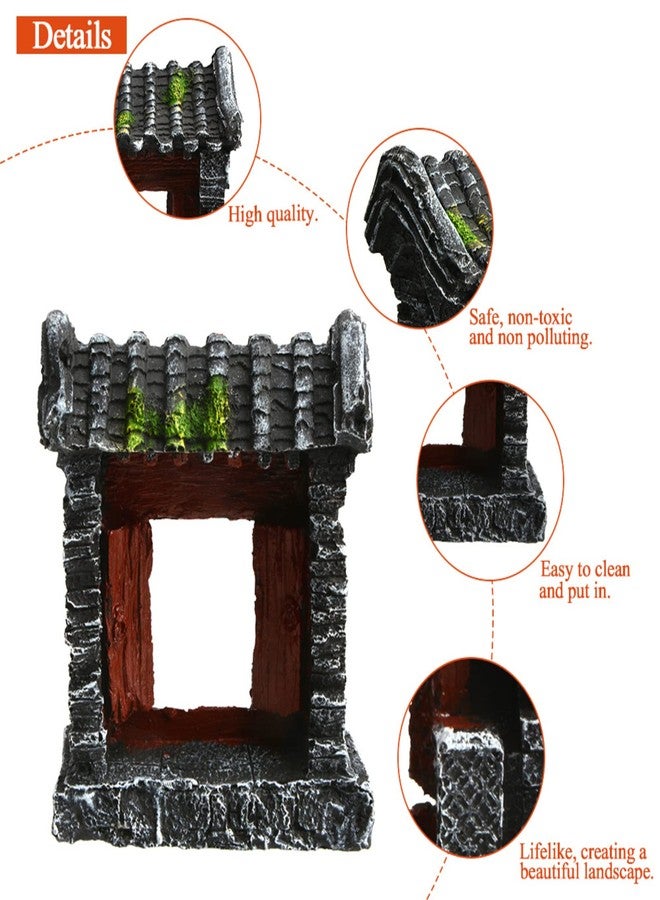 Saim Aquarium Decorations Classical Ancient Temple Ruins Ornament Chinese Old Building Decorations for Betta Fish Tank Fish to Sleep Rest Hide Play - Image 5