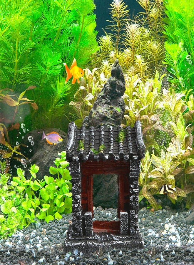 Saim Aquarium Decorations Classical Ancient Temple Ruins Ornament Chinese Old Building Decorations for Betta Fish Tank Fish to Sleep Rest Hide Play - Image 3