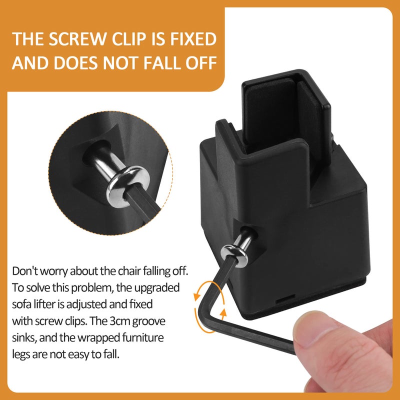 BTSD-home Bed Risers 2 Inch Heavy Duty Furniture Risers with Screw Clamp for Table Couch Chair 4 Pack Black - Image 5