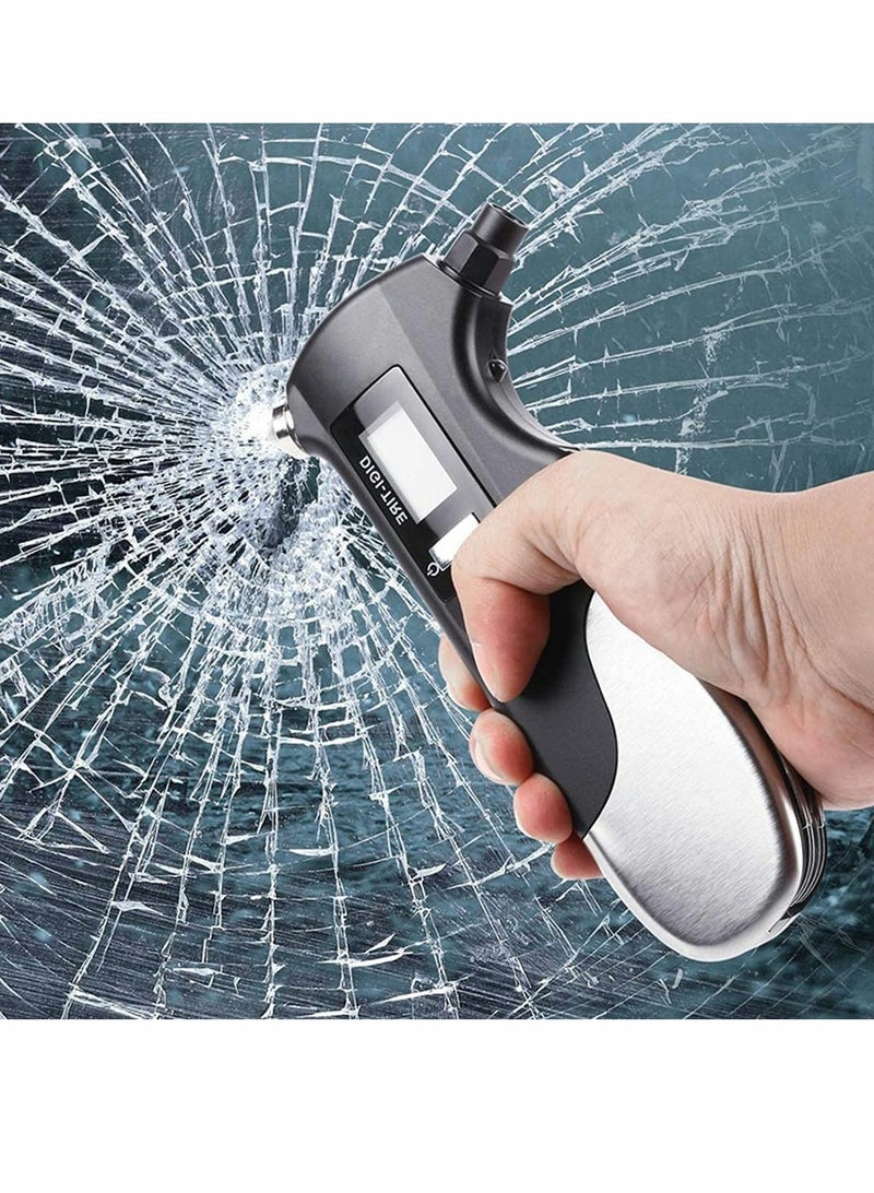 إسكدنيا Car Tire Pressure Gauge Tyre Pressure Gauge Stainless Steel Car Tire Pressure Gauge LED Outdoor Flashlight Digital Tire Pressure Gauge Use for All Vehicles Emergency Tools Black - Image 4