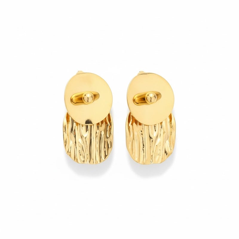Bariq Textured Organic Drop Earrings - Tarnish Free - Image 1