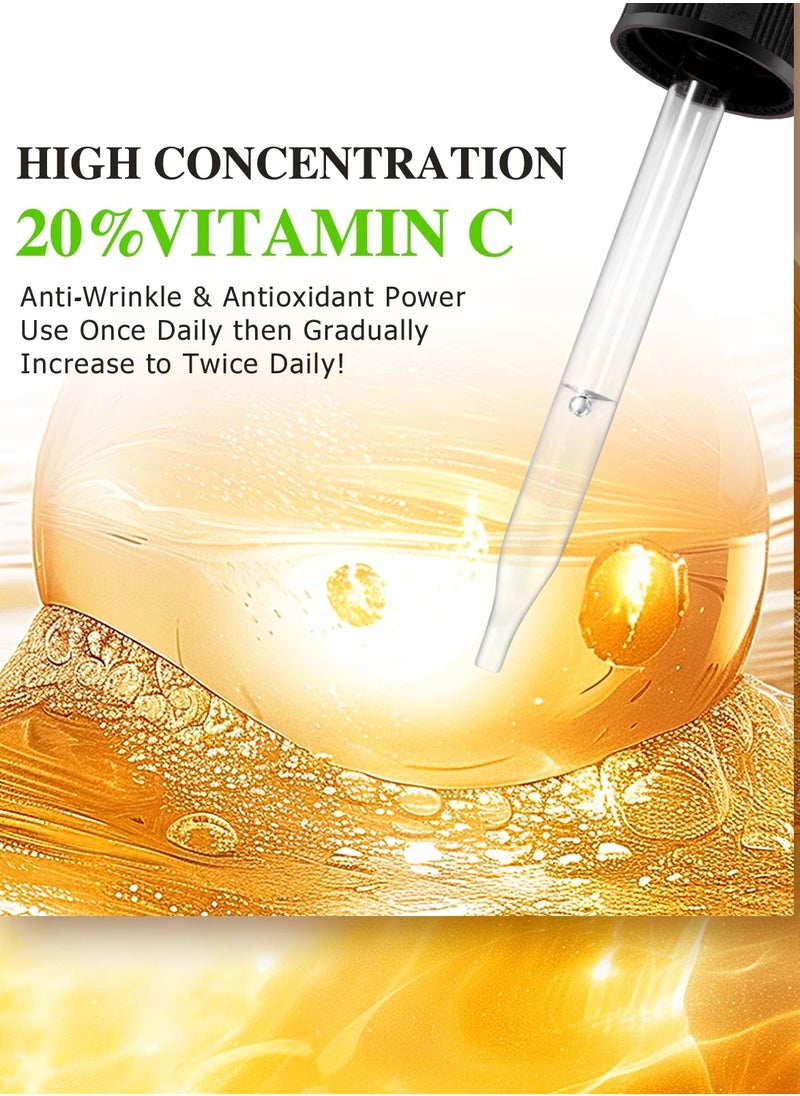 ATOANY - 60ml 20% Vitamin C Serum with Vitamin E and Ferulic Acid Serum for Face and Neck Boost Skin Collagen Hydrate and Plump Skin Reduce Fine Lines Anti Aging and Wrinkle Facial Serum - Image 1