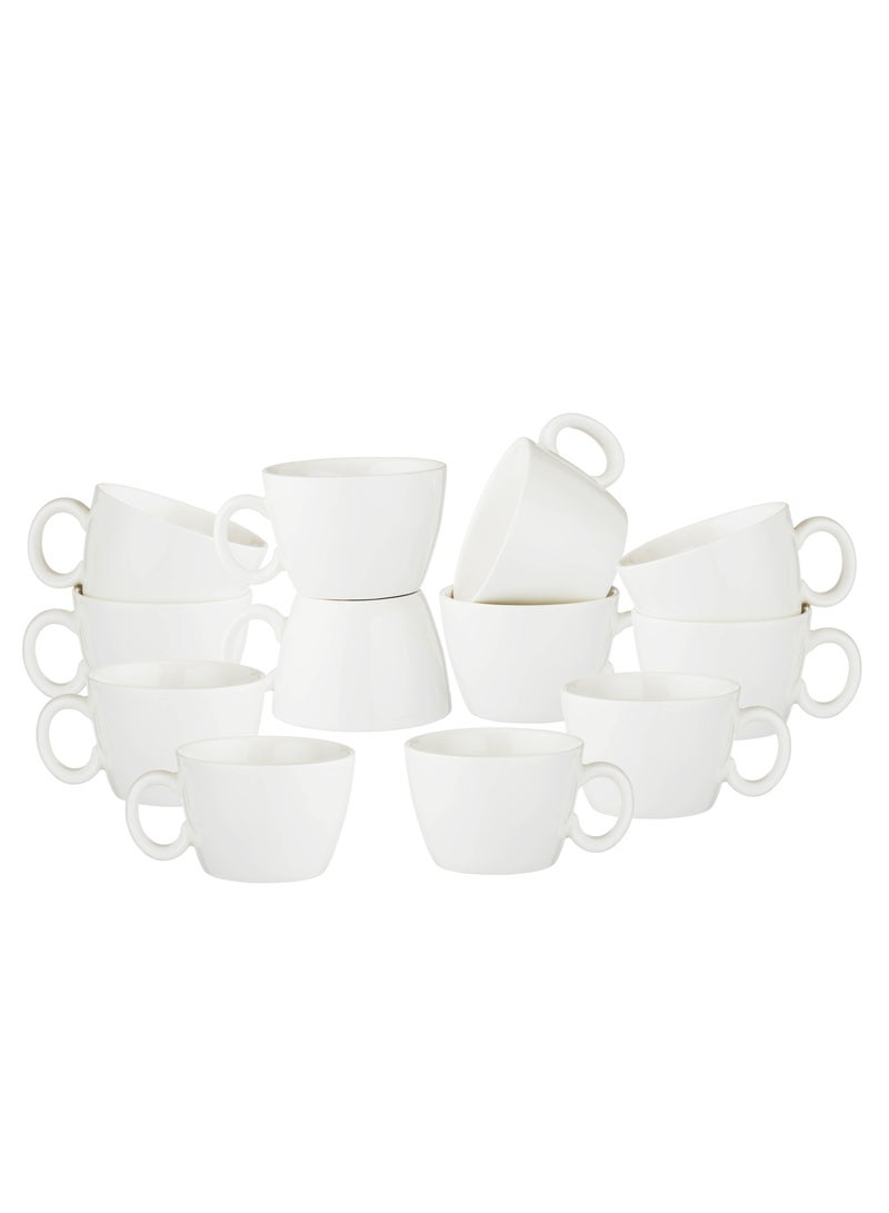 Dania Plain white porcelain tea, coffee and cappuccino cups set, 12 pieces, 120 ml capacity - Image 1