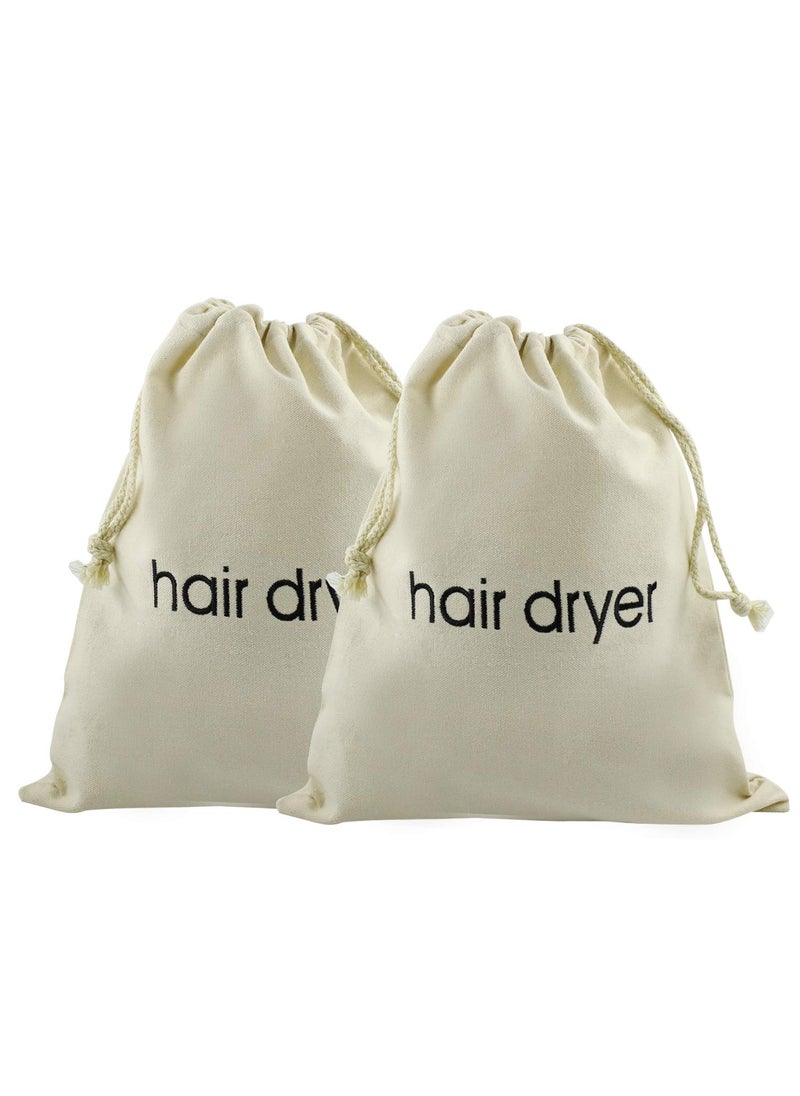 Trounistro - 2 Pack Hair Dryer Bags Drawstring Bag Big Cotton Hairdryer Bag Color 1 - Image 1
