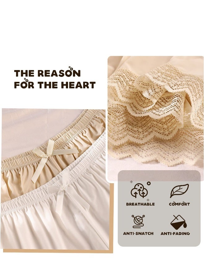 3 Pieces Women Slip Shorts Lace Pettipants Half Culotte Split Skirt, 40-60kg - Image 3