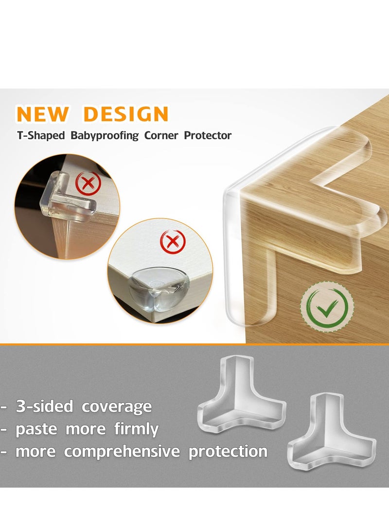 (10 Pack) Corner Protectors Baby Clear Corner Guards Table Edge Protectors Baby Safety Corner Bumpers Covers Furniture & Sharp Corner Baby Proofing T-Shaped - Image 3