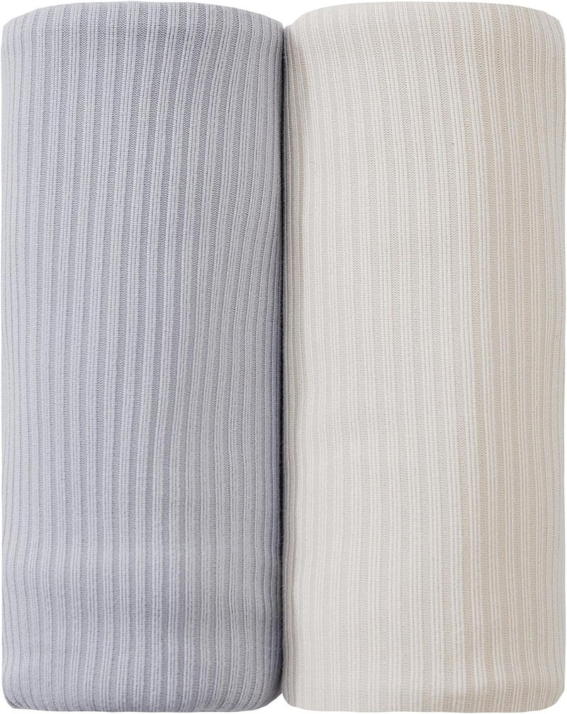 Viviland Jersey Swaddle Blanket, Ultra Soft Stretchy Receiving Blanket for Newborn, Baby Swaddle Wrap for Boys & Girls, 2 Packs,40 x 30 in, Grey & Pink - Image 1