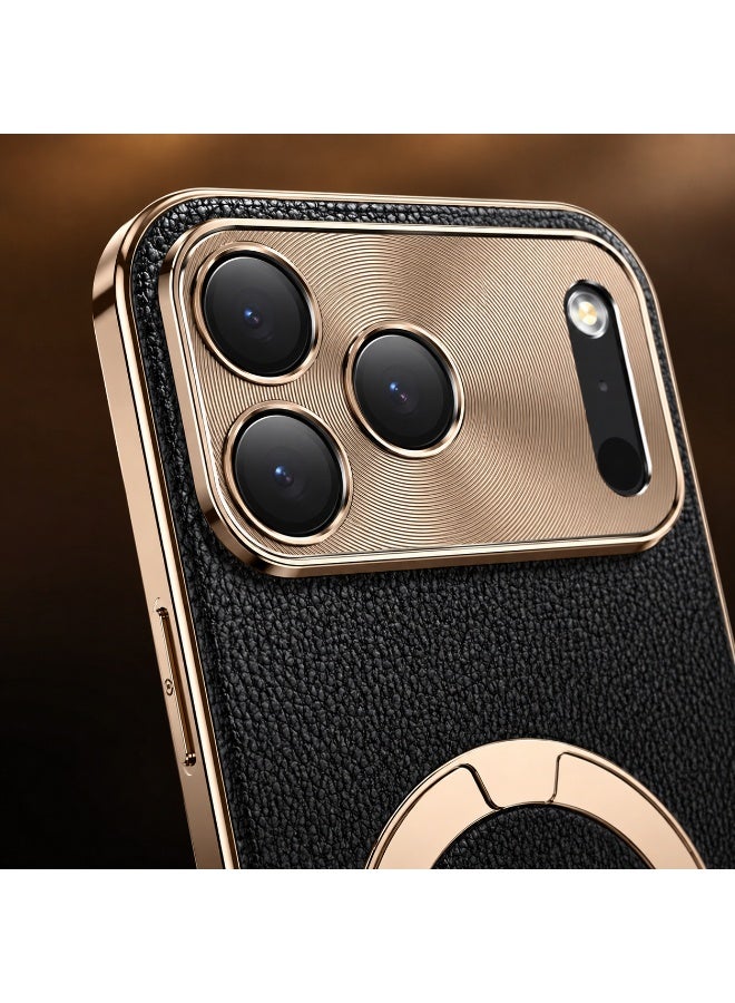 جراب iPhone 17 Pro متوافق مع MagSafe | حامل دوار 360° | حماية كاملة للكاميرا | ملمس جلد فاخر | تثبيت مغناطيسي قوي - Image 5