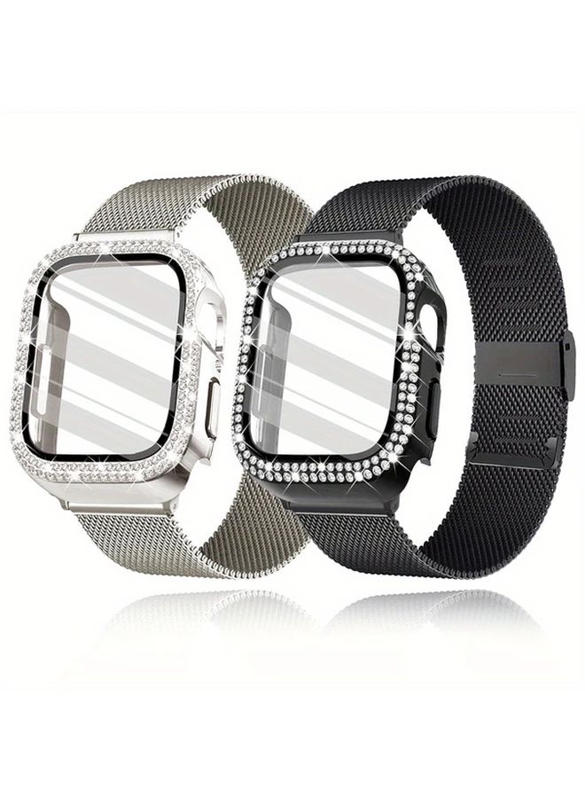 Starlight Milanese Watch Band And Case Set For Apple Watch Series 10 46mm - Image 1
