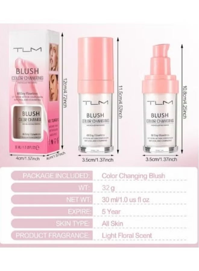 TLM Beauty Set: 2 Temperature-Activated Liquid Blushes, Color-Changing, Lightweight Moisturizing, Waterproof, Sweatproof, Suitable for All Skin Types and Tones - Image 3