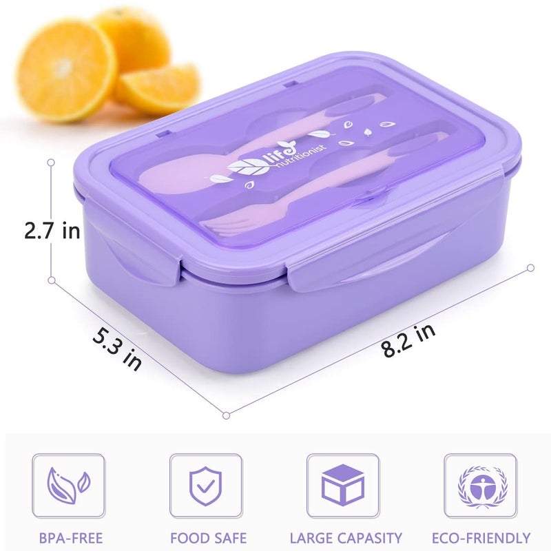 Lovina Bento Boxes for Adults - 1100 ML Bento Lunch Box Container For Kids With Spoon & Fork - Durable Perfect Size for On-the-Go Meal, BPA-Free and Food-Safe Materials(Purple) - Image 3