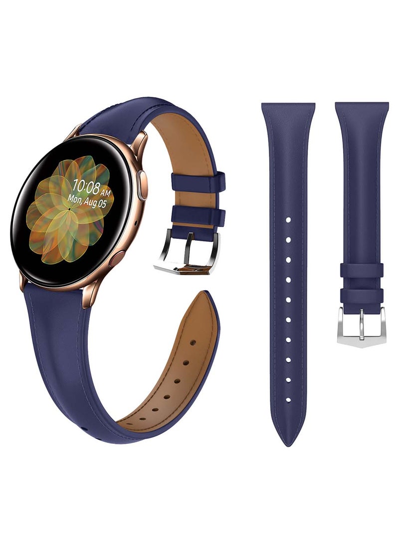 Perfii Leather Replacement Band For Samsung Active 2 Dark Blue
