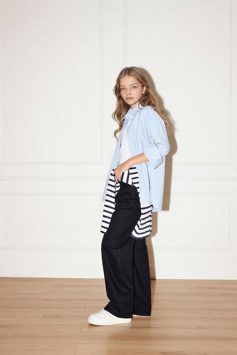 DeFacto Black Girl Girl 90's Wide Leg Gabardine Trousers Casual - Image 2