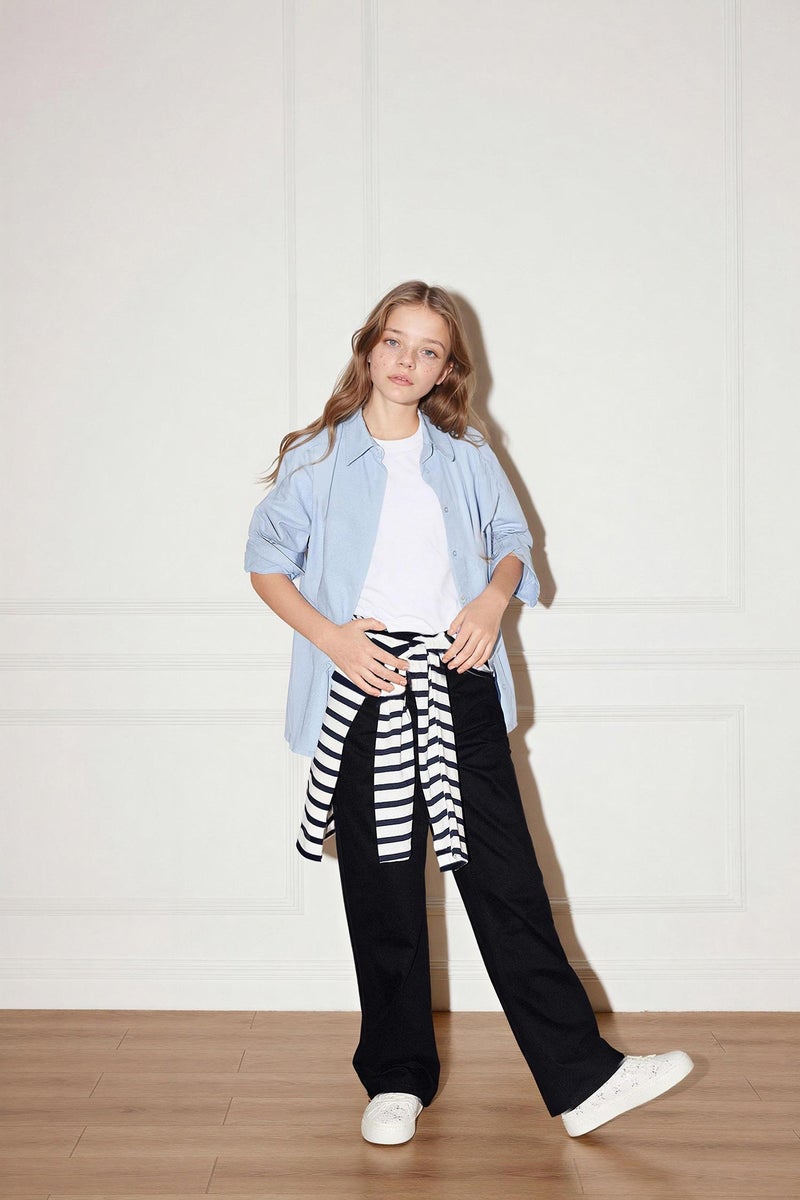 DeFacto Black Girl Girl 90's Wide Leg Gabardine Trousers Casual - Image 1